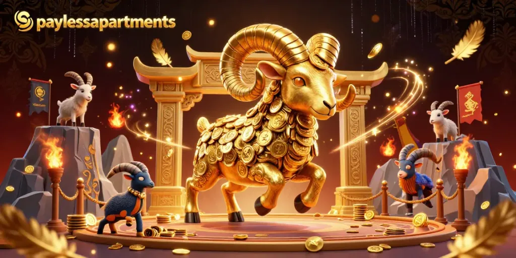 Engage with paylessapartments in dynamic casino action featuring a golden ram at the gates of fortune.