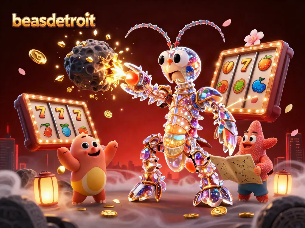 Engage with exciting wins at beasdetroit as a mantis shrimp conquers a jackpot scene with vibrant casino elements.